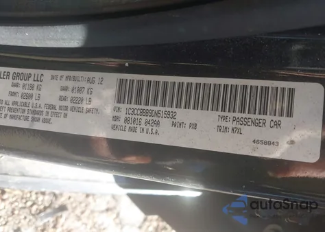 2013 Chrysler 200 Touring из США, поврежденный, VIN 1C3CCBBB9DN515932